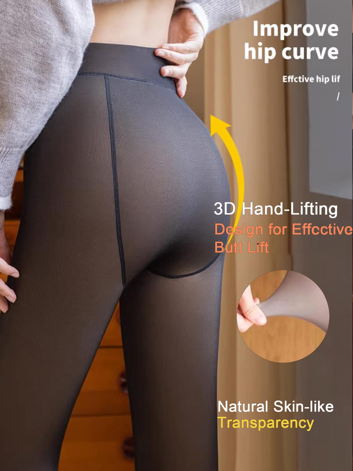 Women's Sheer Pantyhose with Fleece Lining, Fashionable Tight-Fitting Stockings for Fall & Winter Warmth, One Pair