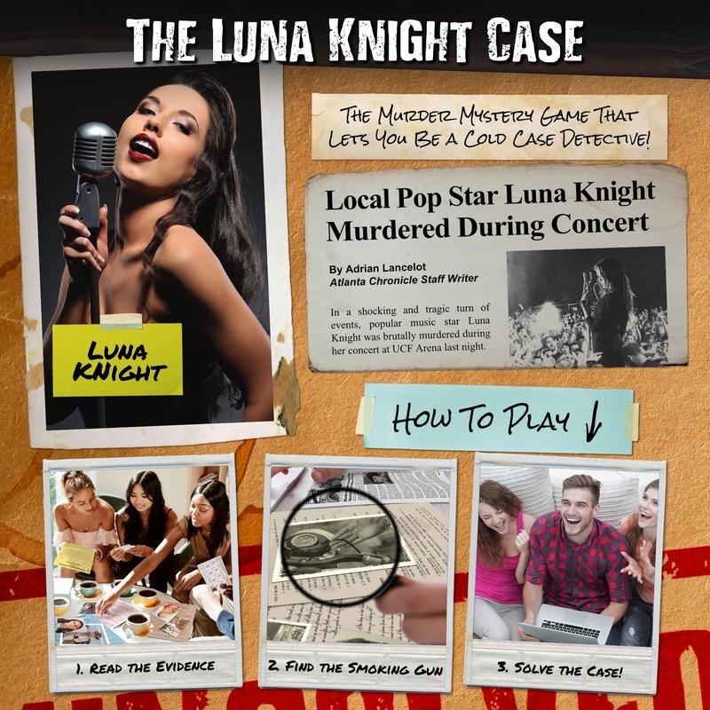 Luna Knight Detective Game Mystery Archive, Cold Case Murder Suspense Game, Suitable for Ages 14+, Friends Party Halloween Christmas, Party Game Cards