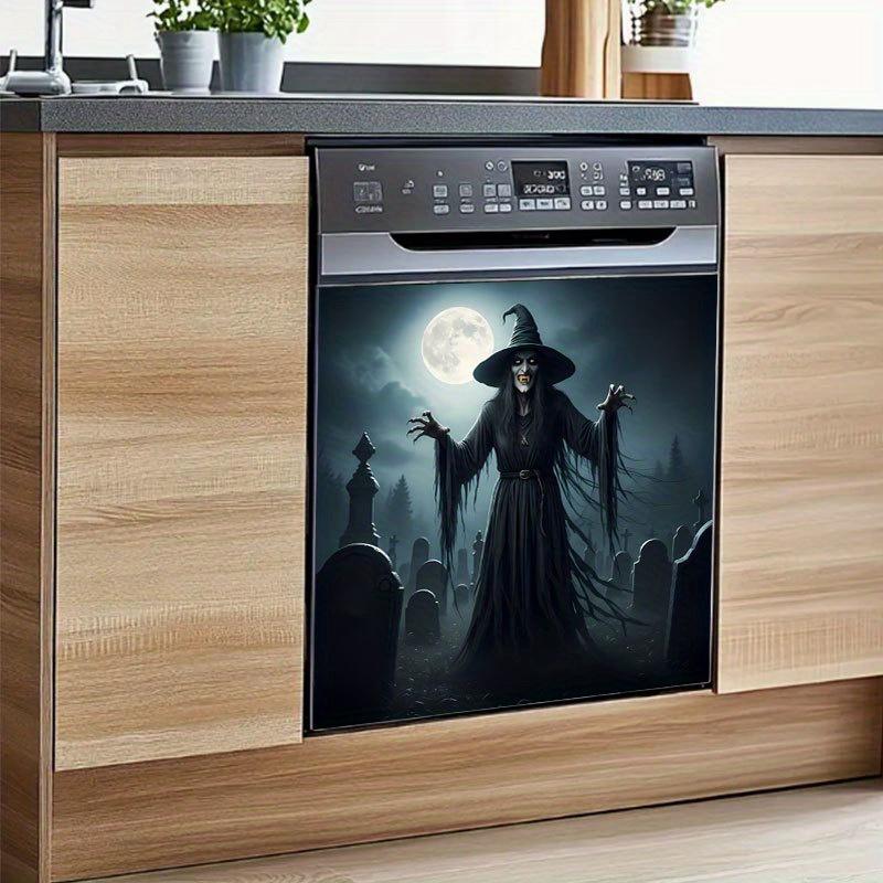 2Pc, 2D flat pattern stickers, ghost wizard pattern dishwasher decals are suitable for home dishwasher surfaces, washing machine surfaces, refrigerators, cabinets, room doors, bedrooms, kitchens, offices and other places