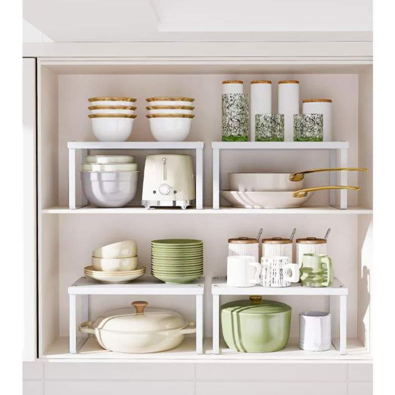 Kitchen Cabinet Organizer Set, Multi-Layer Storage Rack Easy Assembly for Pots, Bowls, Dishes, Spices, Countertop Shelf, Cupboard Dividers, Kitchen Organizers