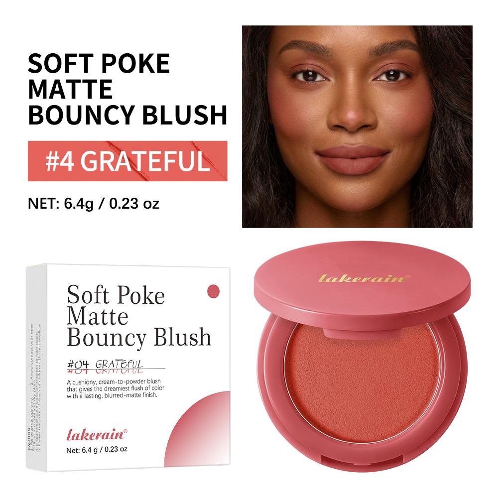 Matte Bouncy Blush, Cream-to-Powder, Blurs Pores, Buildable, Long-Lasting, Lightweight Blush for Girls and Women, Cosmetics Products