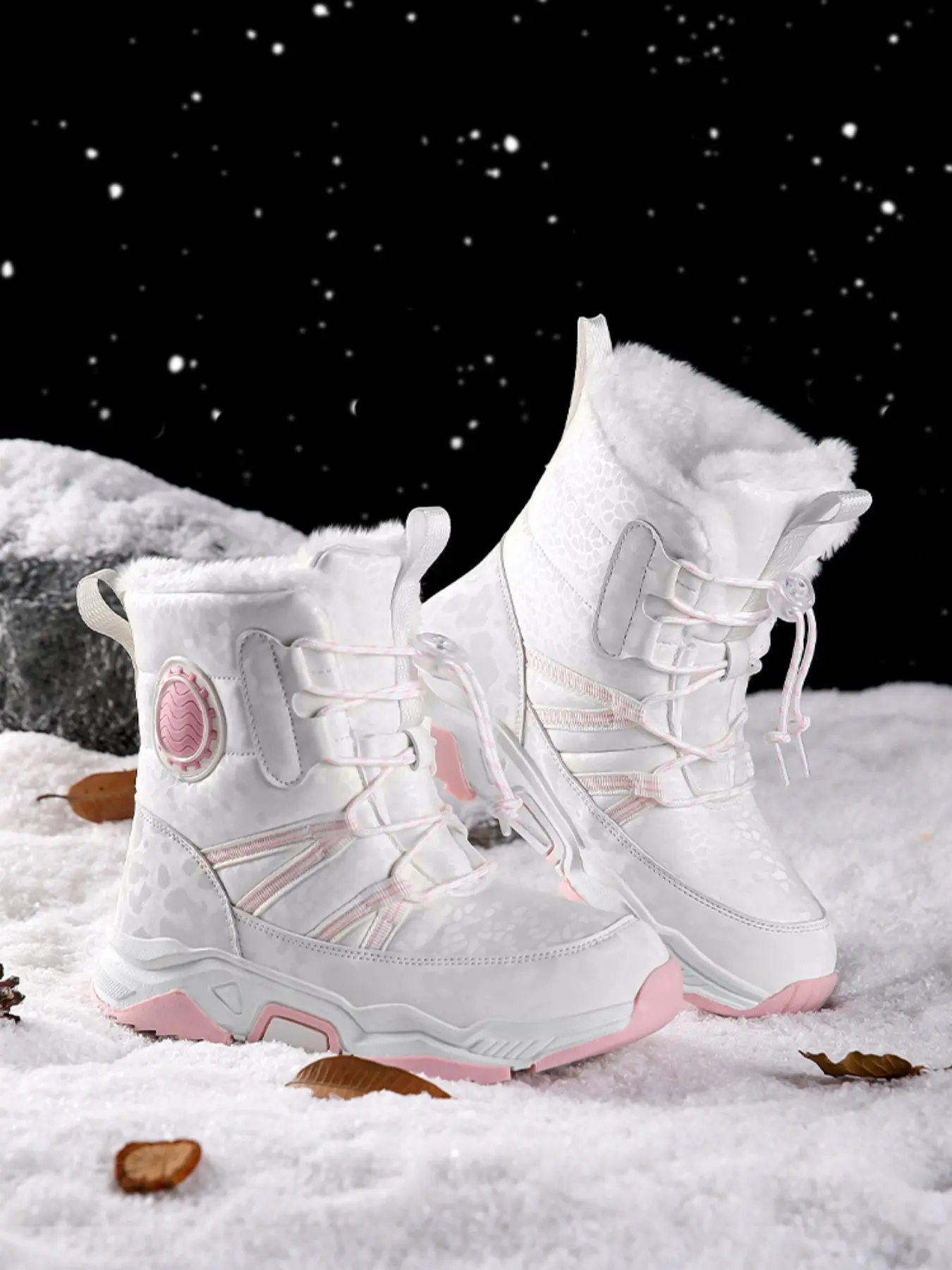 Snow Boots, High Top Warm Winter Shoes, Non-Slip Thick Lined, Boys' & Girls' Cotton Sneakers, New Arrival