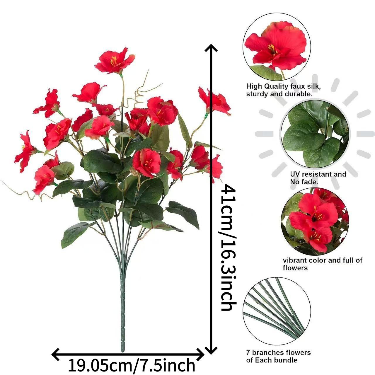 6 Pack Artificial Hibiscus Flowers, UV Proof Faux Silk, Outdoor Spring Decoration, No Pot, Mixed Color, Home Decor, Garden, Party