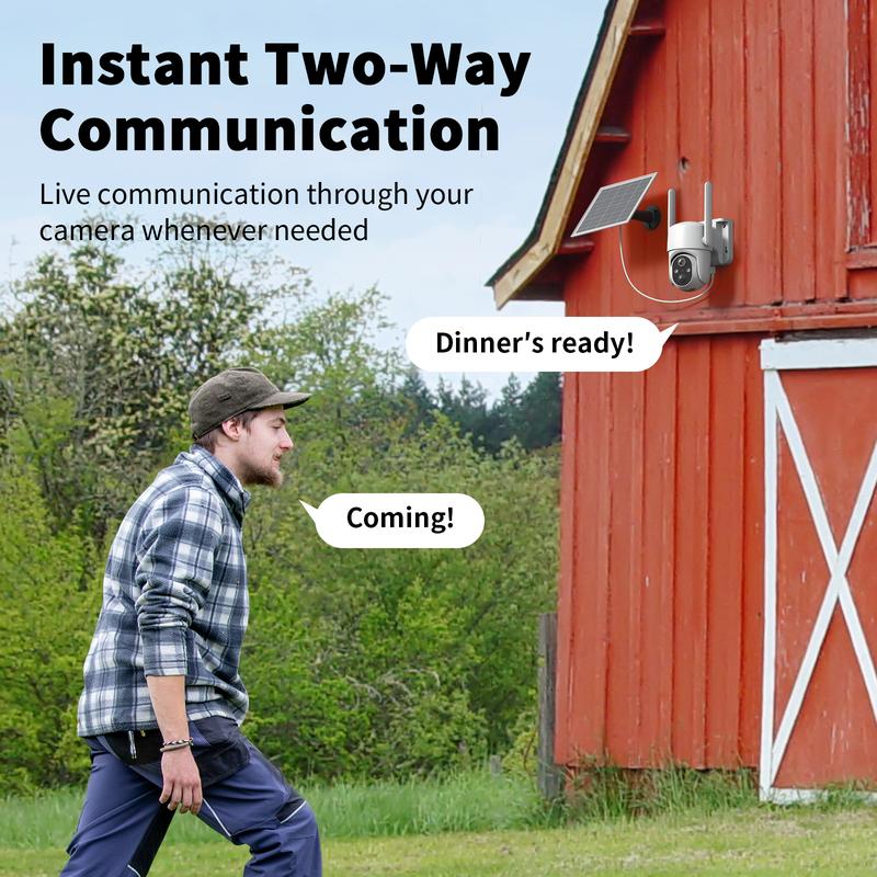 White 4G LTE Cellular Solar Surveillance Security Camera – 2K HD Video 360° View, No WiFi, Remote APP Controlled, Motion Activated, Night Vision, 4G Data Card Included (Data refill is required for Unlimited 4G data usage)