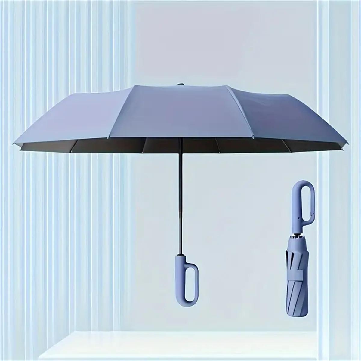 Automatic Folding Wind Resistant Rainproof Umbrella for Rainy Days & Sunny Weather, Lightweight, Compact, Durable Design with 10 Ribs, Windproof, Waterproof, Ideal Outdoor Use, Portable Storage