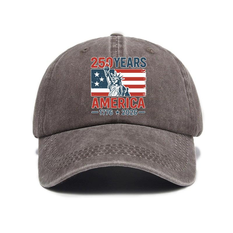 2026 New Trendy Versatile American Independence 250th Anniversary Printed Washed Vintage Soft Top Outdoor Sunshade Baseball Cap