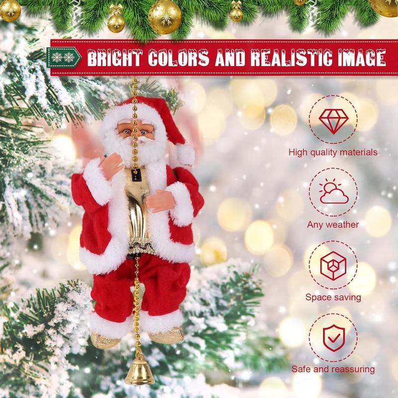 Climbing Santa Claus with Music, Christmas Decoration, Battery Powered Climbing Beads, Holiday Decor Gift Idea, Tree Pendant Ornament