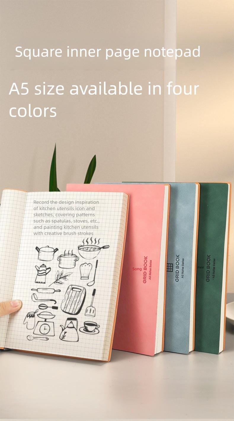 A5 Grid Notebook, Multifunctional Graph Paper Journal, Ideal for Students, Math & Engineering, Drawing Sketchbook, Writing School Supplies, Durable Drawing Notebook