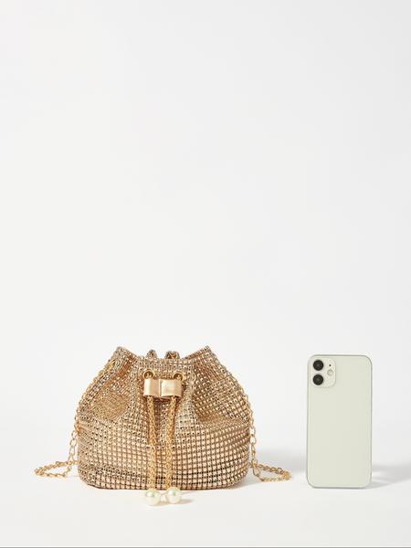 Elegant Rhinestone Evening Bag for Women, Party Style Chain Design, Bridesmaid & Bride Shoulder Clutch, All Season Fashion Accessory, Adjustable Strap Purse