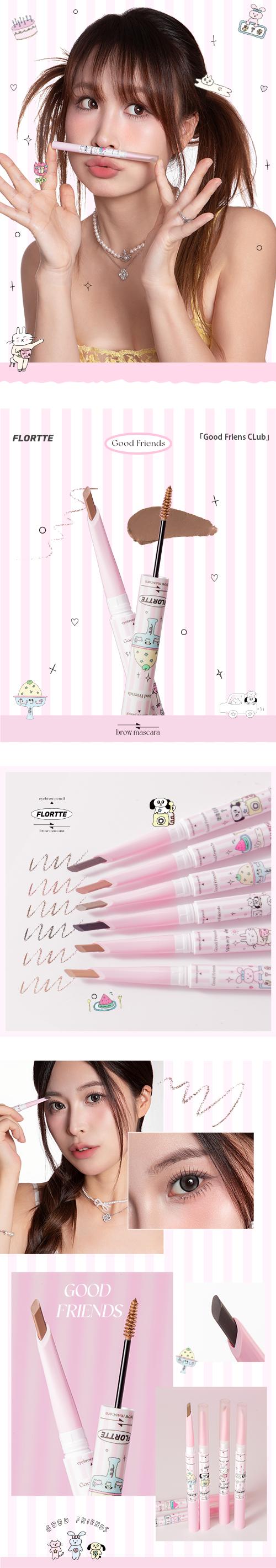 FLORTTE Good Friends Club Eyebrow Pencil ＆ Brow Mascara eyebrow tint Cosmetic