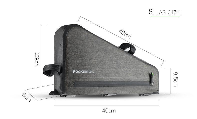 ROCKBROS 8L Bike Bicycle Frame Bag Waterproof Bikepacking Bike Bag Triangle Frame Bag Large Bike Storage Bag Under Frame