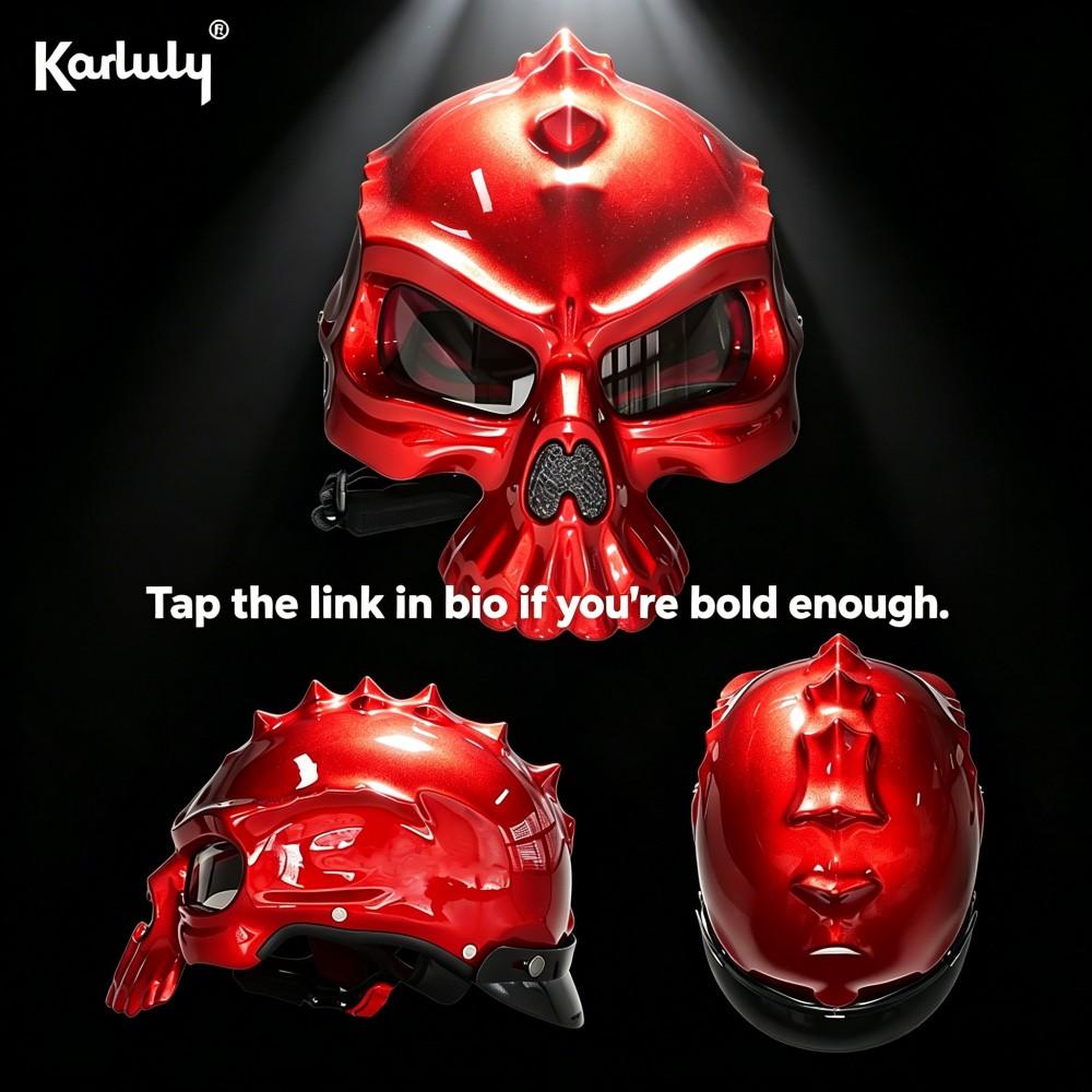 Skull Design Electric Bike Helmet, Dot Certified, Stylish Half Helm, Open Face Motorcycle Helmet, All-Season, Unisex Motorcycle Riding Safety Hat, Half Helmets