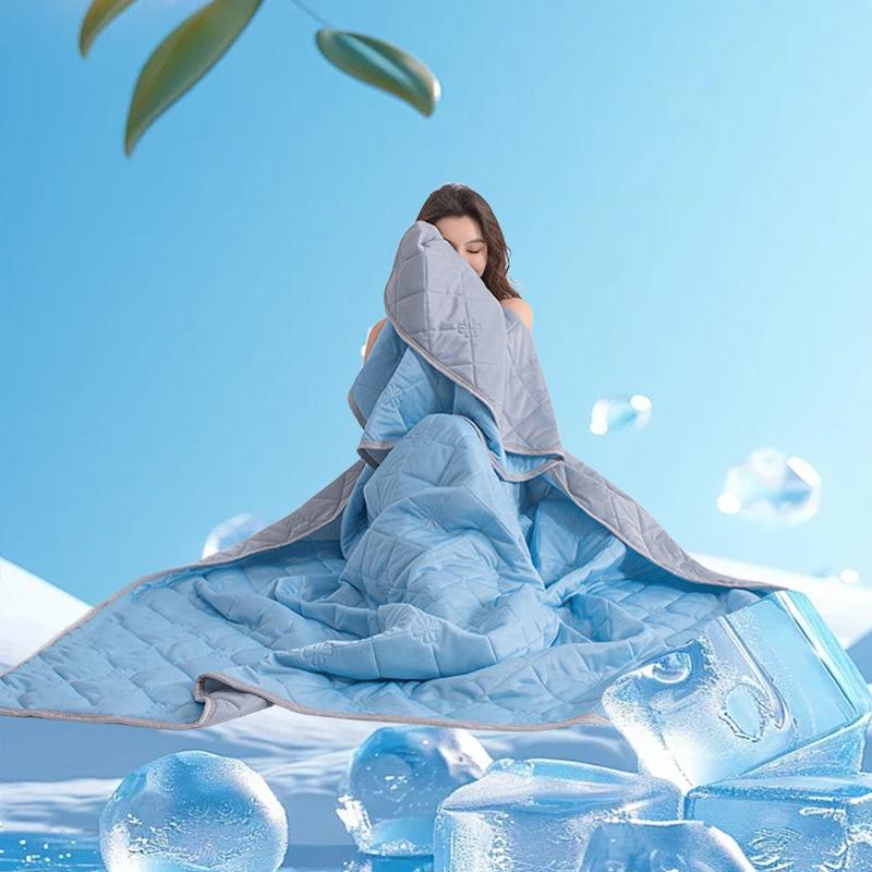 Solid Color Double Sided Cooling Blanket, Lightweight Cooling Blanket, Soft Comfortable Bedding Blanket, Breathable Bedding Supplies for Home Bedroom Hotel Dormitory