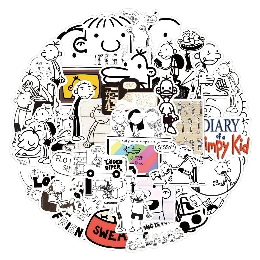 60pcs Diary of A Wimpy Kid Graffiti Stickers Suitcase Stationery Laptop Computer Guitar Cell Phone DIY Decorate Decals