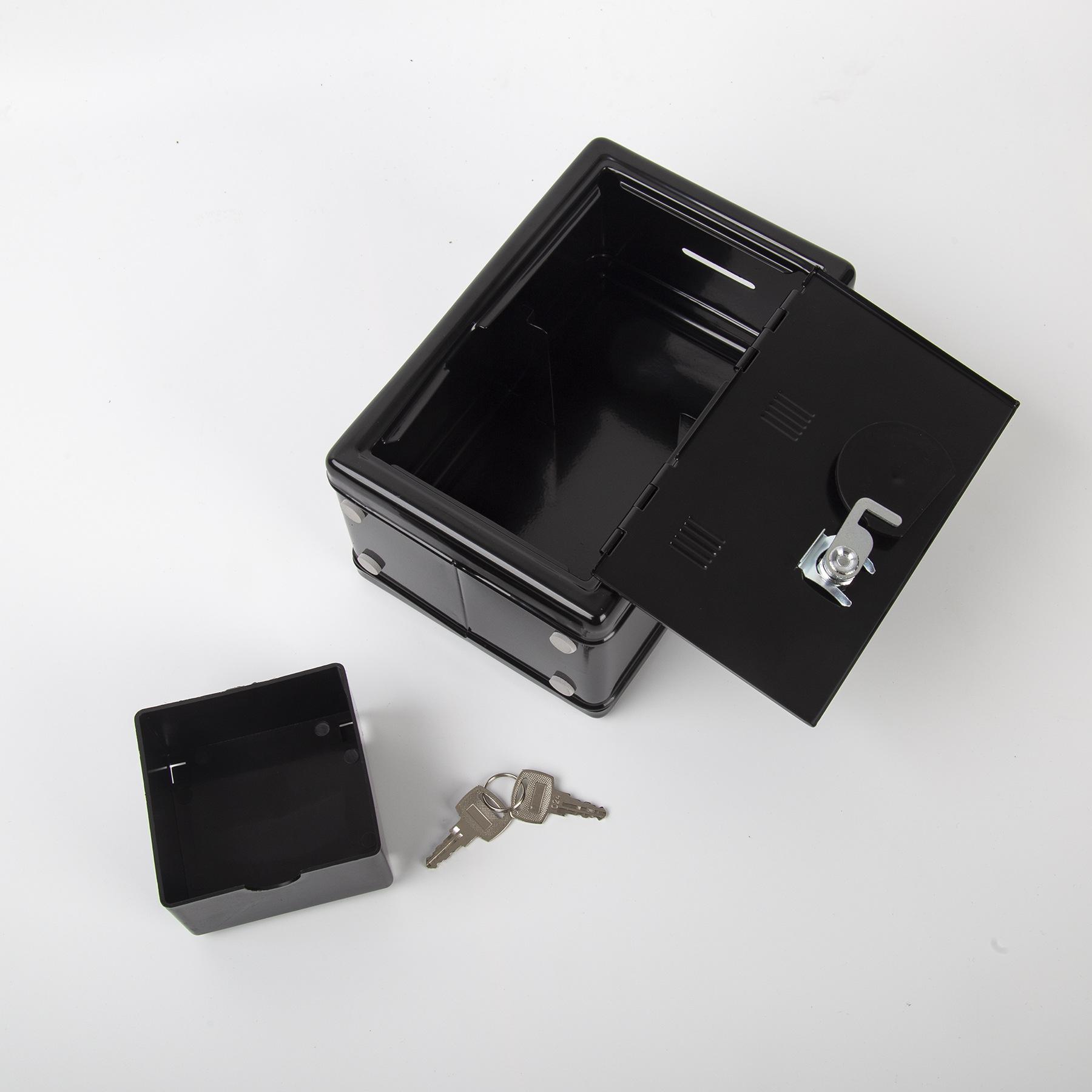 Mini Safe Piggy Bank, Creative Metal Storage Box with Password & Key Lock, Cash & Coin Organizer