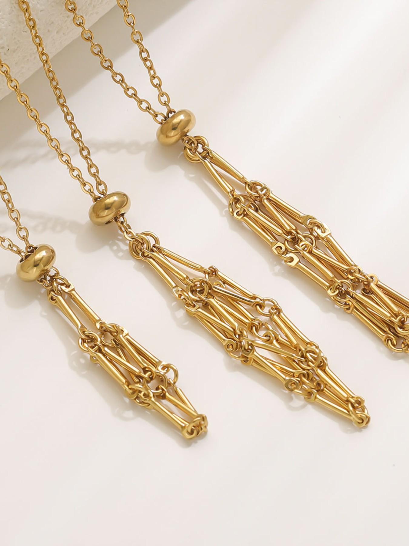 Stainless Steel Mesh Cage Necklace with Gemstone Inlay, Adjustable Pocket Pendant Jewelry, Chain Link Necklace, 1 Piece Pack, Elegant Accessory, Single Gem Necklace