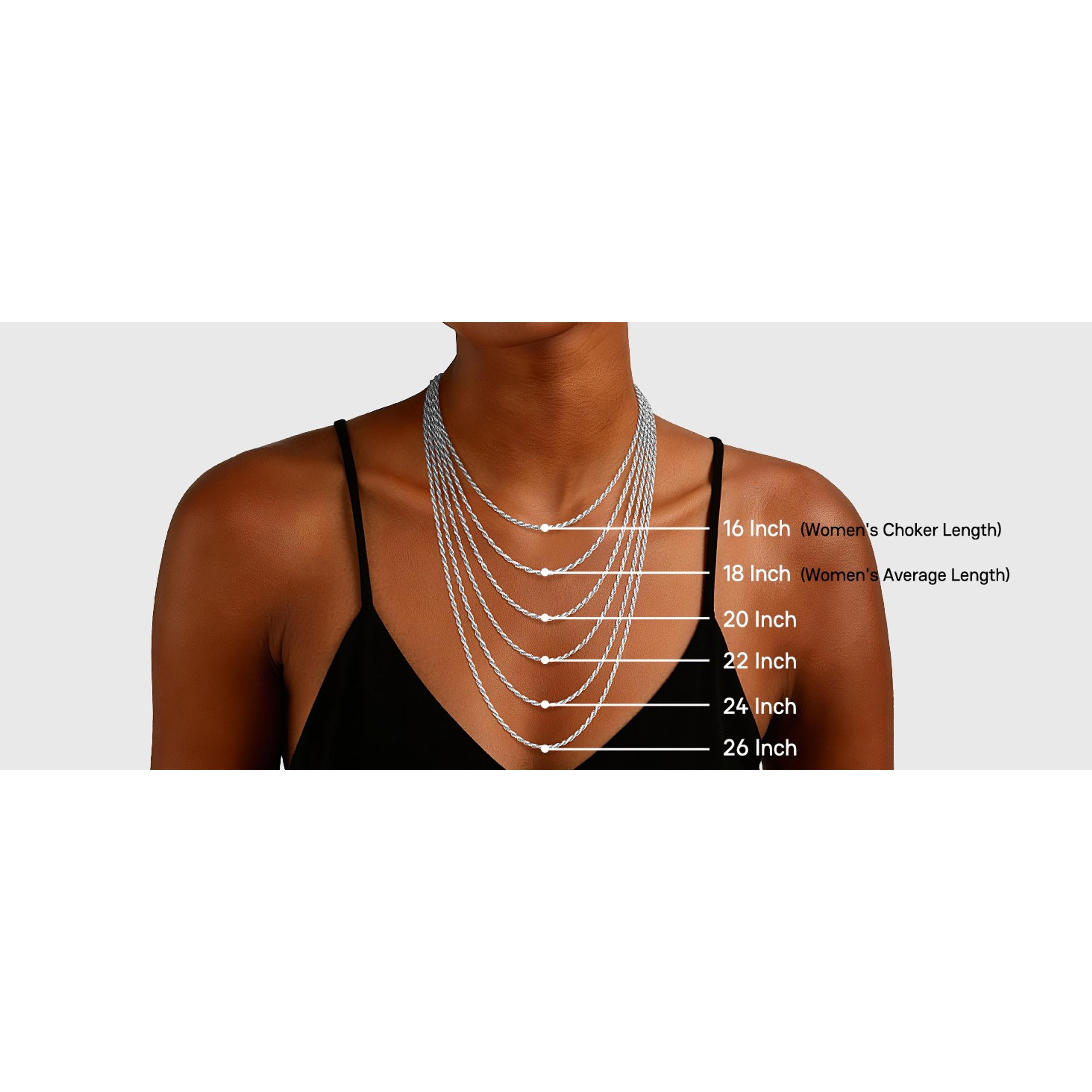 925 Sterling Silver Rope Chain Necklace for Women - 1.5mm & 2mm, 16-26 Inch