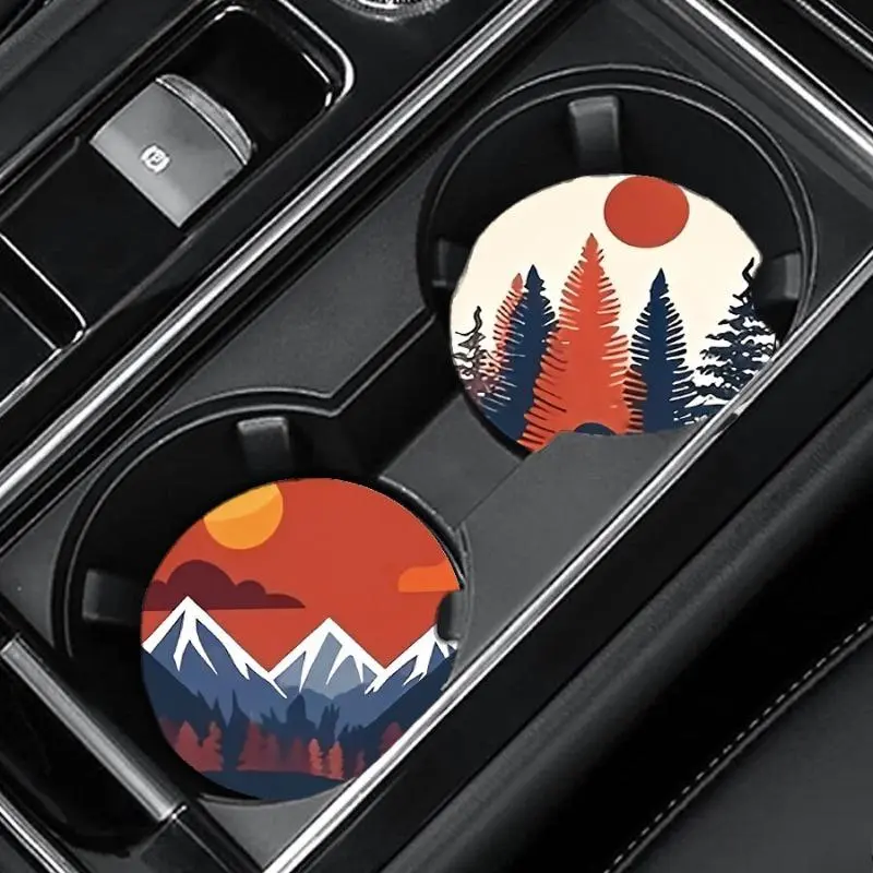Christmas Themed Silicone Cup Coasters, Holiday Decor Drink Mats, Multipurpose Cup Pads for Car Cup Holders, Coffee & Tea Table Tableware Gloss Acrylic Paint Hot Rod Red