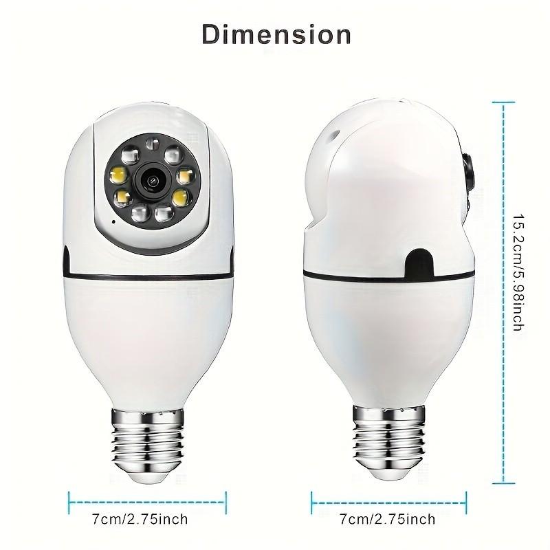 Light Bulb Security Camera, 360° Pan/Tilt WiFi Home Surveillance Cam with Full Color Night Vision, Two-Way Audio, Motion Detection, Waterproof for Indoor Outdoor E27 Socket