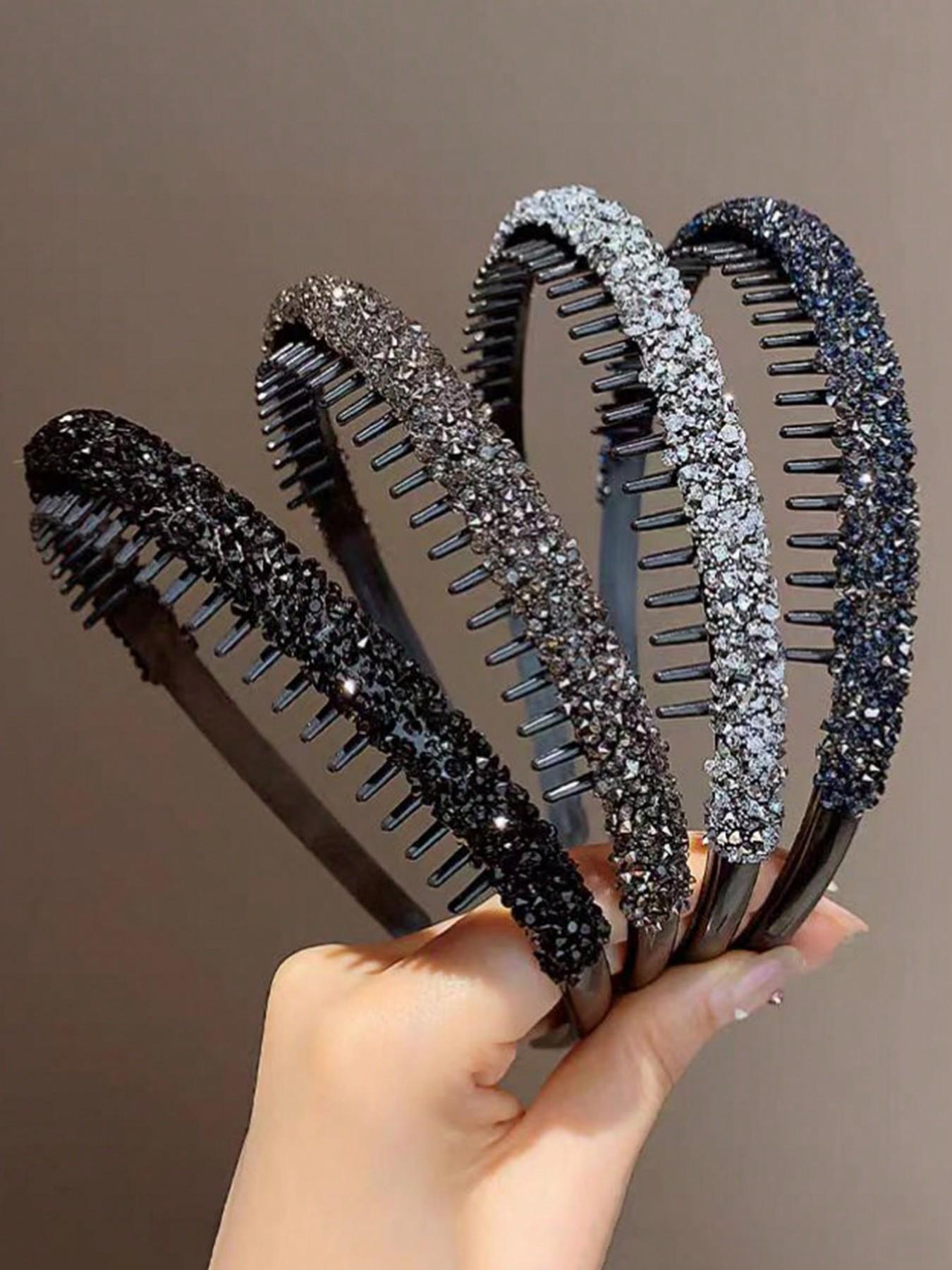 4pcs Women's Versatile Colorful Crystal Rhinestone Hair Hoops, Simple Anti-Slip Hair Accessories For Daily Use, Suitable For Washing Face, Makeup, And Travel Headbands ,Hairband For Women Headband Set