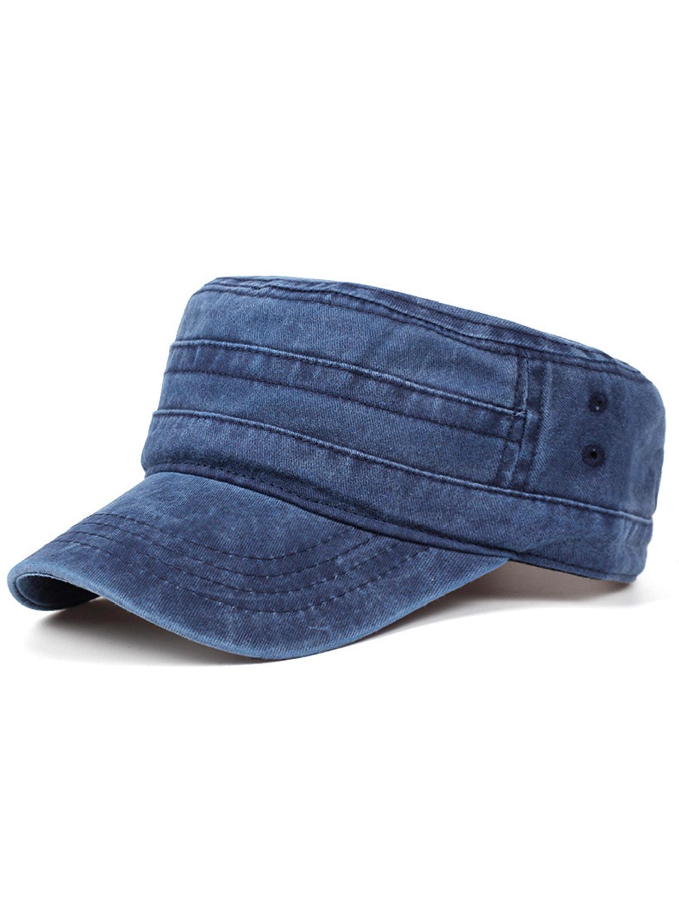 Washed Casual Cadet Cap Vintage Military Army Hat Mens Womens