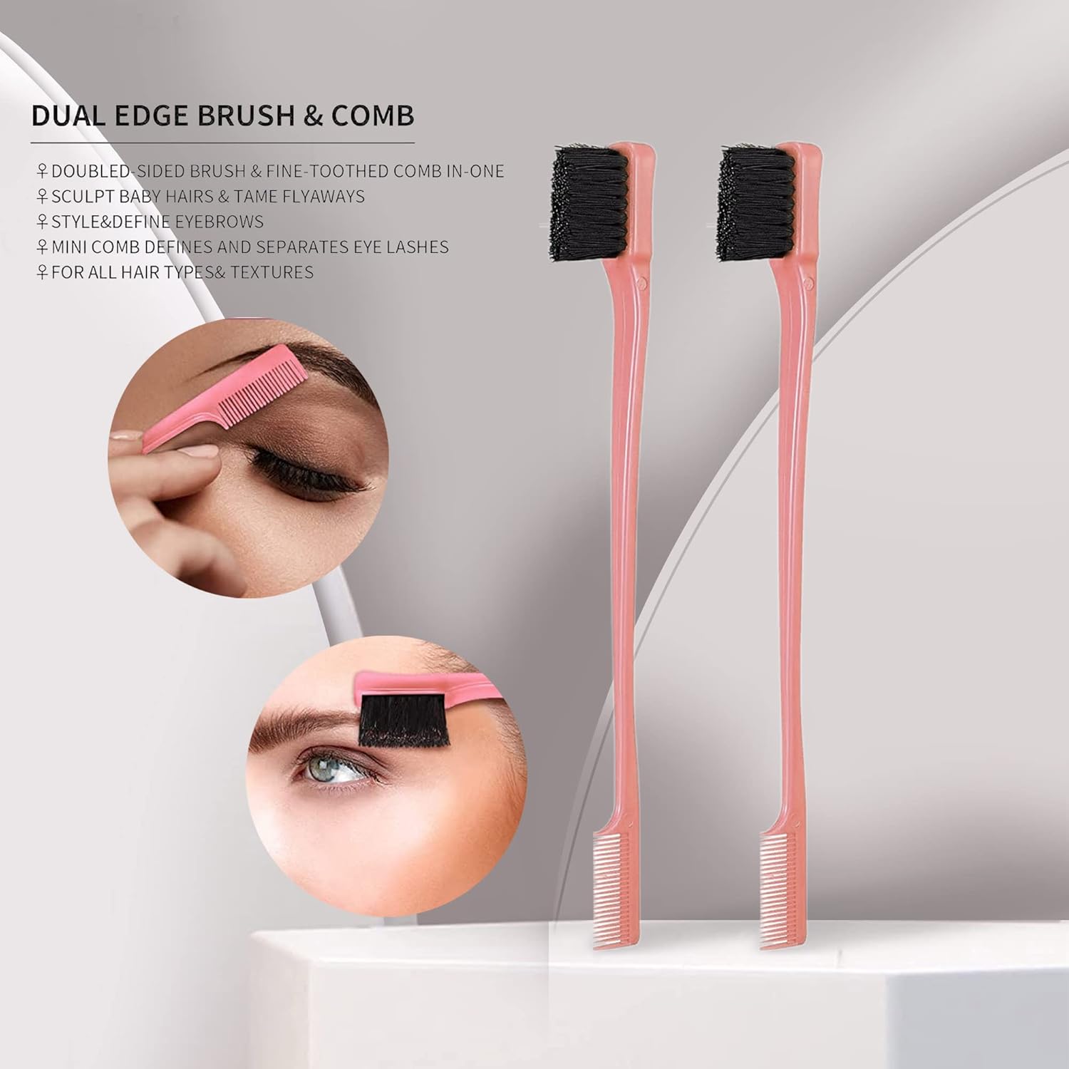 Multi-functional Eyebrow Brush For Lace Wig, Hair-breaking Brush, Hairline Comb, Hair Dyeing Brush, Portable Hair Care tool, Double Sided Edge Control Hair Brush Comb