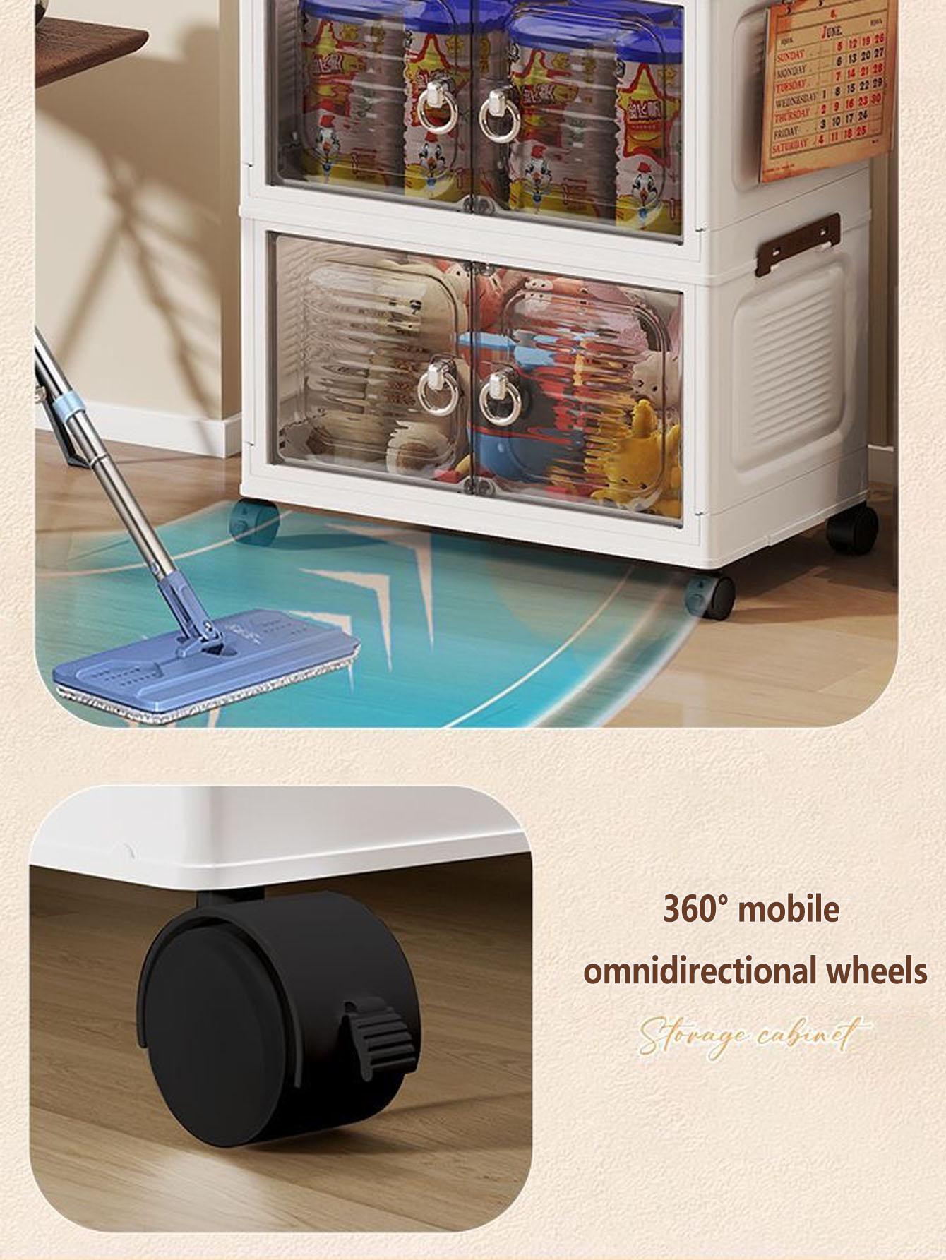 Foldable Storage Cabinet, Multi-Layer Home Bedroom Clothes Organizer, No Installation Living Room Plastic Shelf, Durable & Space-Saving Design, Drawers