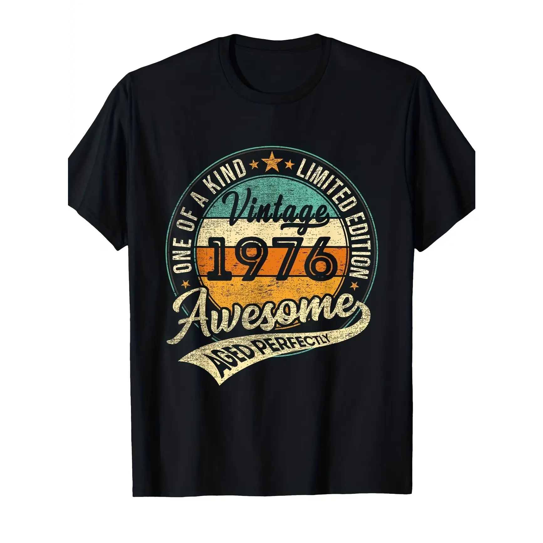 Oversized Vintage 1976 Limited Edition Graphic T‑Shirt, Retro Aged Perfectly Printed Craft Tee, Cotton Comfort Short Sleeve Top, Cute Fashion Outfit For 1976 Birth Year People, Perfect Valentine’s & Birthday Holiday Gift For Him Her, Great Present For Fam