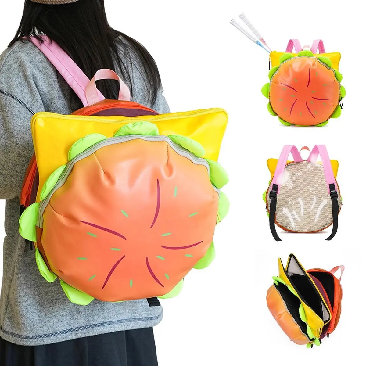 Cute Hamburger Backpack for Girls - Kids' Fashion Accessory, Backpacks for School (Elementary to High School), Ideal Birthday Gift