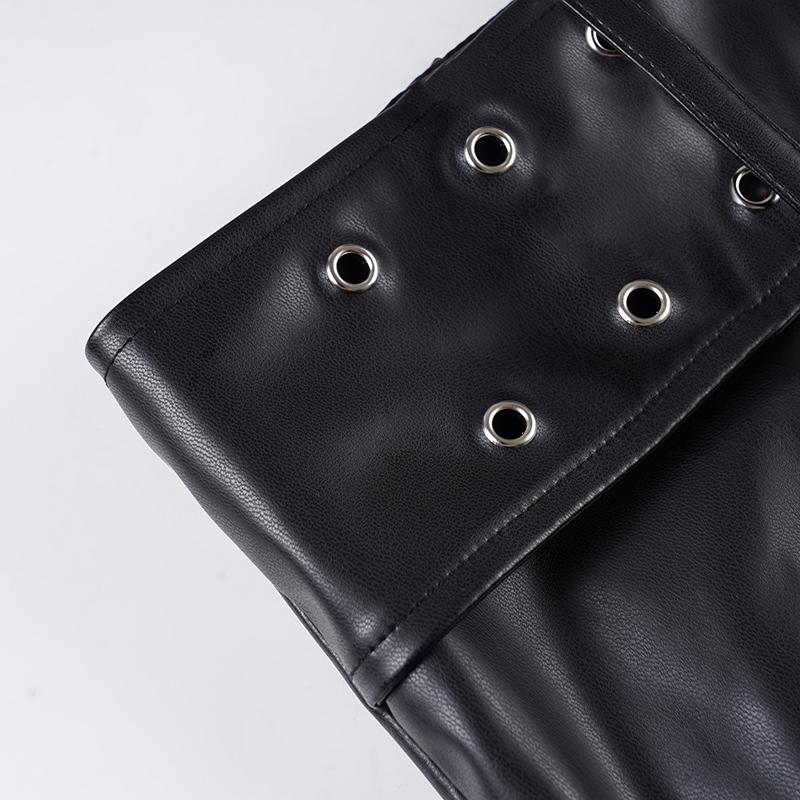 Women's PU Leather Belted Mini Skirt, Adjustable Skirt, Low Rise Skirt, Low Waist Street Style Fashion, Sexy Tight-Fitting Half Skirt for Women, Womenswear