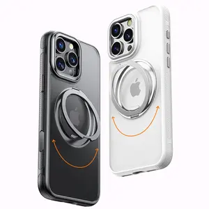 360 Rotatable Ring Phone Case Magnetic for Magsafe For iPhone 17 16 15 14 Plus 13 Pro Max Ring Holder Kickstand Hard Cover