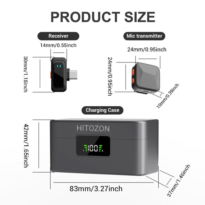 Wireless Lavalier Microphone, Rechargeable Wireless Mic for iPhone iPad Android, 36h Battery Life, Noise Cancellation, Clip-On Lapel Mic for Youtube, Video Recording, Vlog