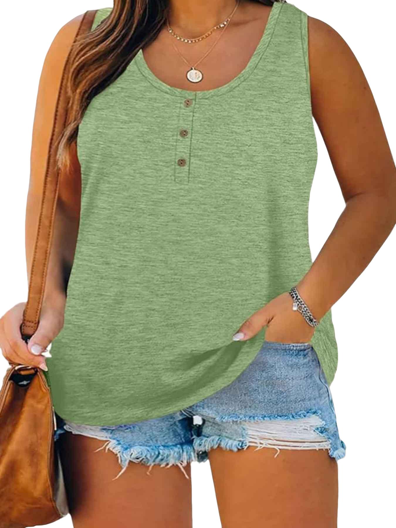 Summer New Trend Large Size Women's Tank Button Casual Vest, Fitted Plain Design, Perfect for Daily Wear, Comfortable and Stylish Summer New Trend Large Size Women's Tank Button Casual Vest, Fitted Plain Design, Perfect for Daily Wear, Comfortable and Stylish