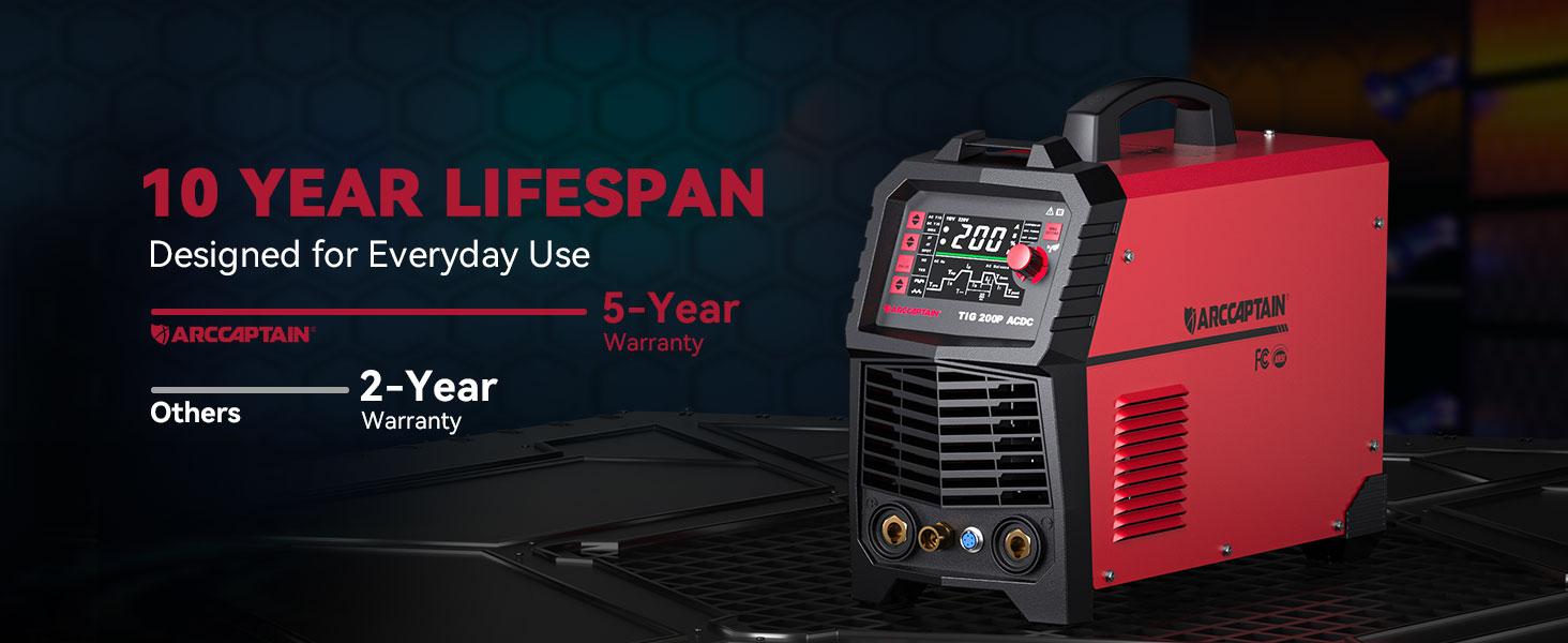 ARCCAPTAIN TIG Welder AC/DC 200Amp with Pulse, Aluminum TIG Welder 110V/220V TIG Welder with Square/Triangular Wave/Stick/MMA/Spot MultiProcess Welding Machine