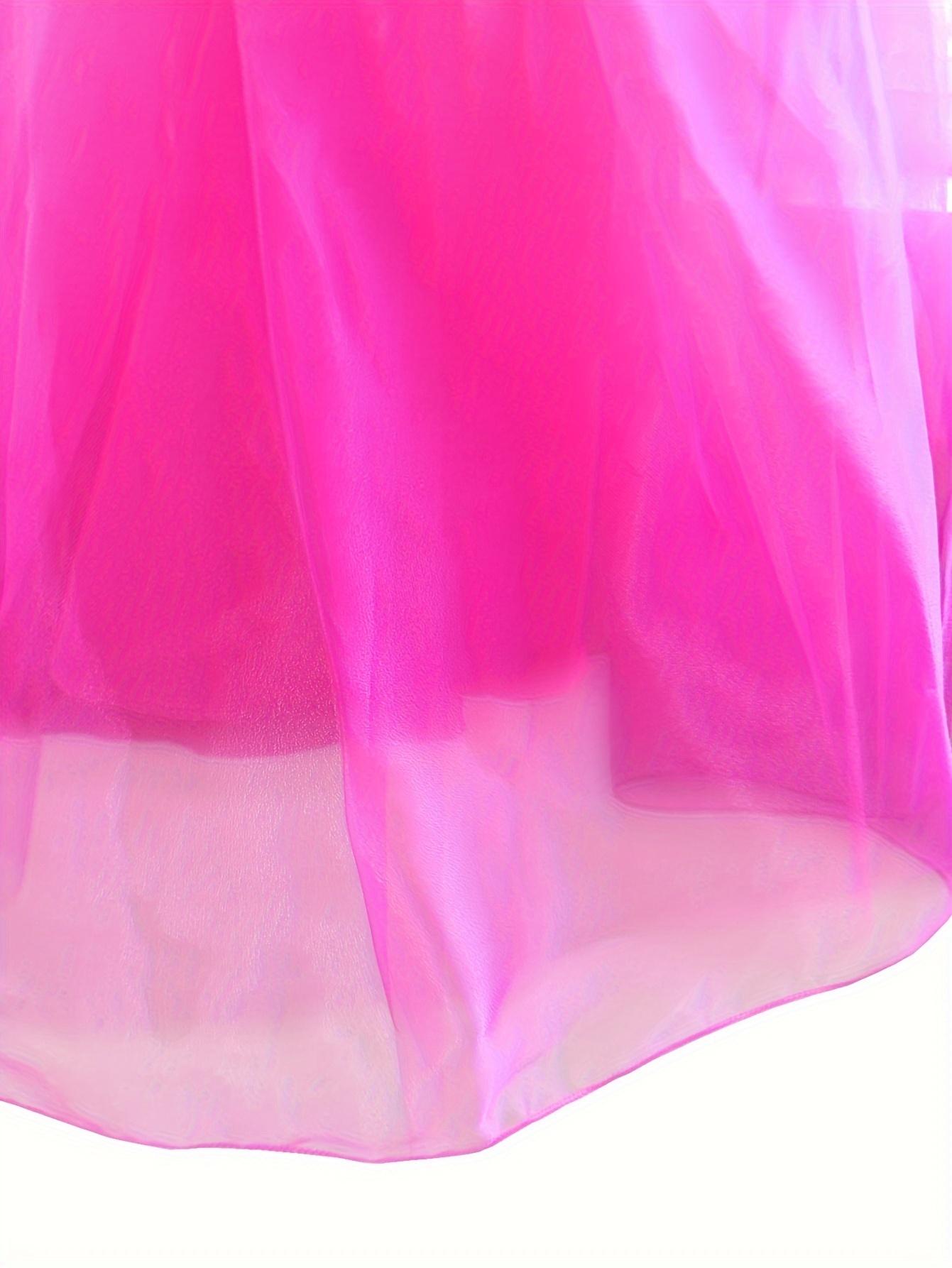 Girls' Full-Length Tulle Skirt Princess Look Formal Dress, Elegant Pink Party Wear with Crown Set, Halloween-Christmas Role-Playing Costume Gift Outfit