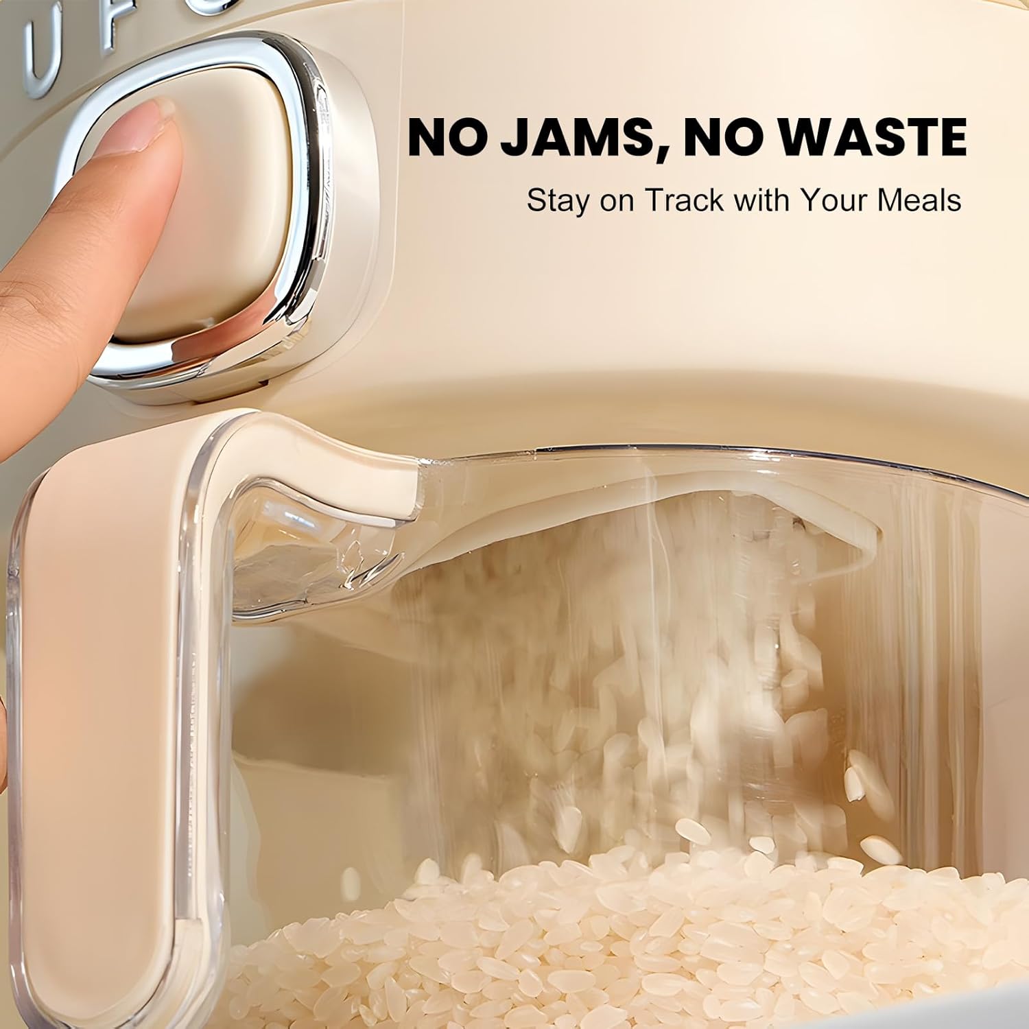 UFORU insect-proof airtight Rice Dispenser with Measuring Cups - Moisture-Resistant Plastic, Airtight Grain Storage Container for Soybeans, Corn & Cereals,pet food,cat food,dog food,suitable for kitchen and food storage room Pest Prevention Features Smoot