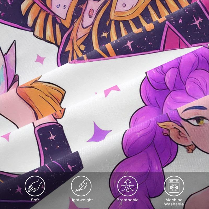 K-Pop Demon Hunters Fitted Sheet Set, Decorative Bedsheet Sets, 1 Fitted Sheet and 2 Pillowcases Without Inner Core, Fashionable Girl Group and Star Magic Element Bedding, Soft Breathable Fabric, Ideal for Bedroom and Dormitory Use #TOP PICKS