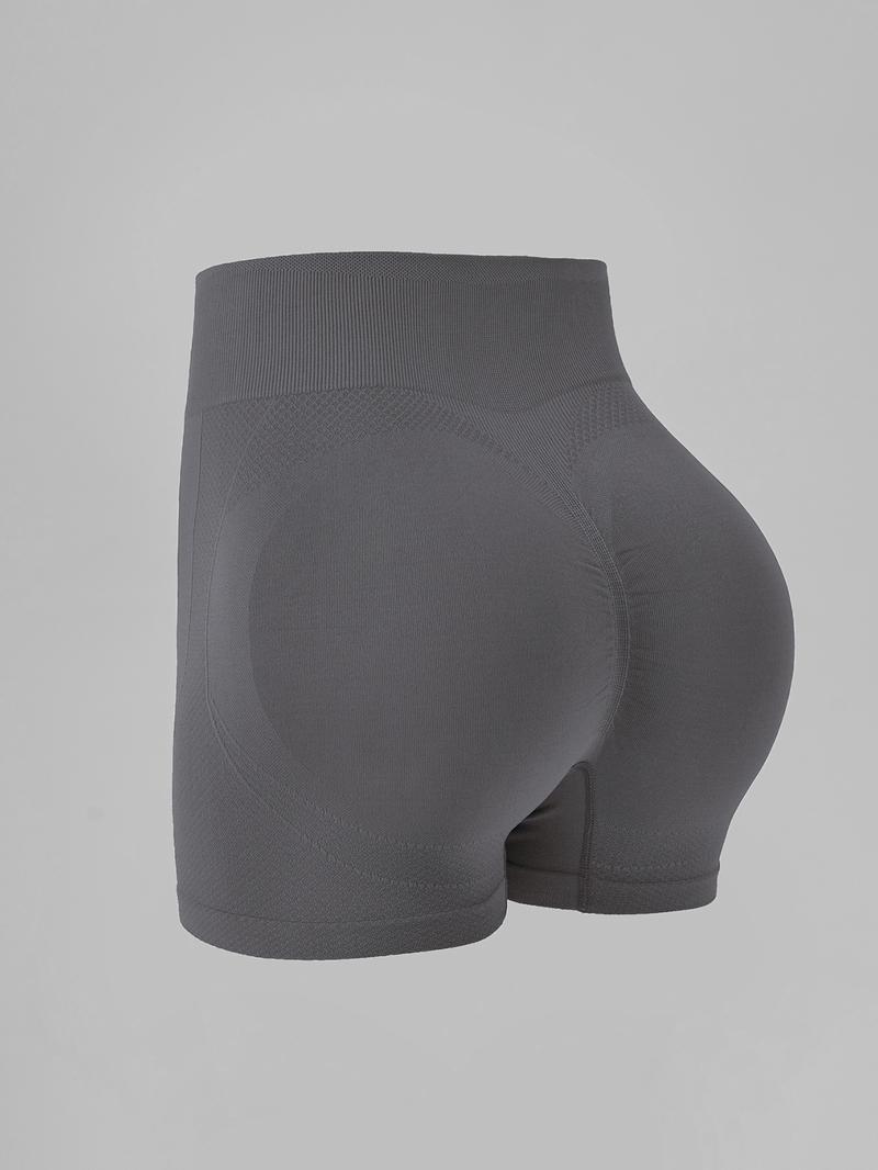 Women's Solid  Seamless Gym Shorts, Comfy Breathable Skinny Shorts for Gym Workout Running, Ladies Sportswear for Summer, High Stretch Bottoms