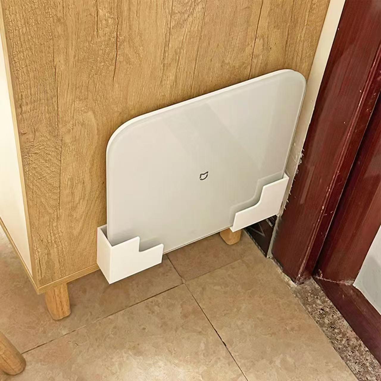 Wall-Mounted Weight Scale Storage Rack Bracket - No-Trace Adhesive Mount, Durable Plastic Space-Saving Design for Bathroom & Home Gym, Compatible with Body Fat Scale & Fitness Equipment, Bathroom Storage Rack, Sleek Appearance