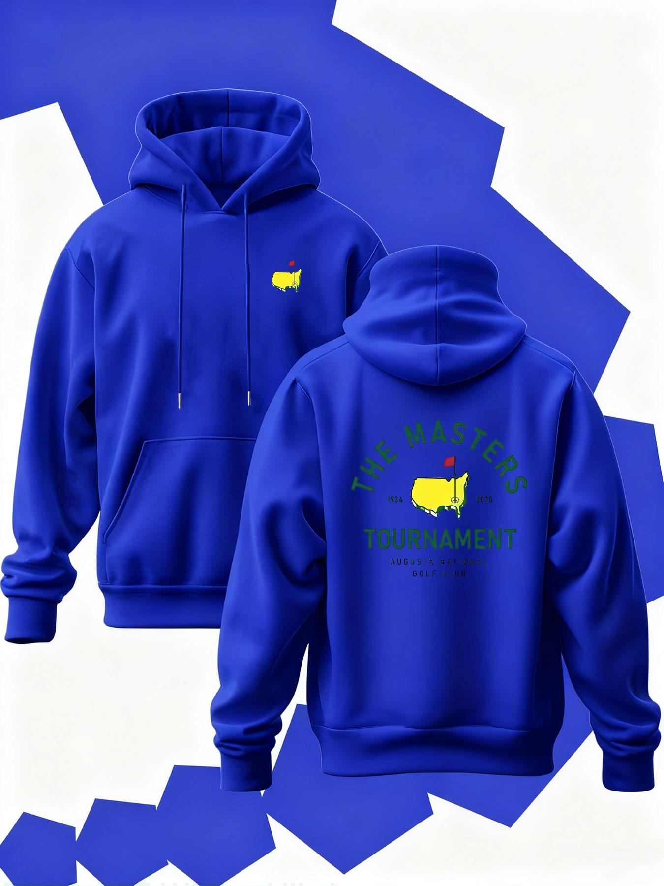 New Men's Hooded Sweatshirt with Map Outline Print, Soft Stretch Knit Fabric, Casual Daily Wear, All Season Hoodie, Fun Style Top