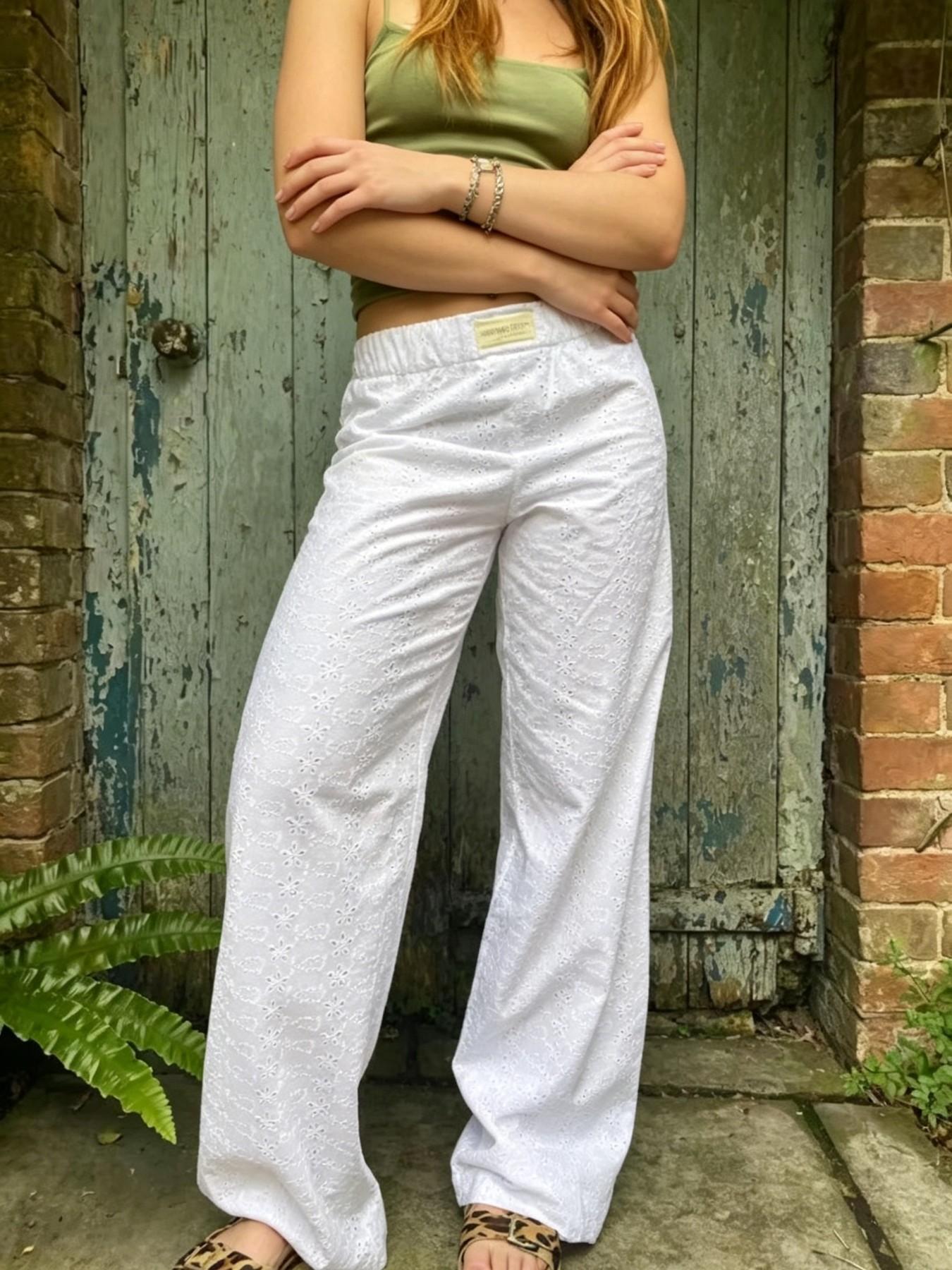 Women's Elastic Waist Wide Leg Pants, Summer Breathable Casual Trousers, Lazy Street Style, Loose-Fitting Long Pants