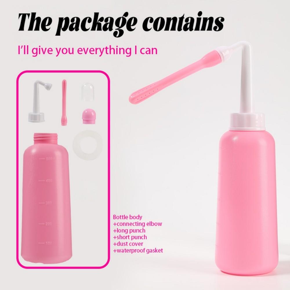 16.9oz/500ML Large Capacity Travel Bidet Bottle for Women, Portable Handheld Bidet for Female Hygiene and Cleansing, Butt Cleaner with Dual Flush Options-Short and Long(for inside clean)