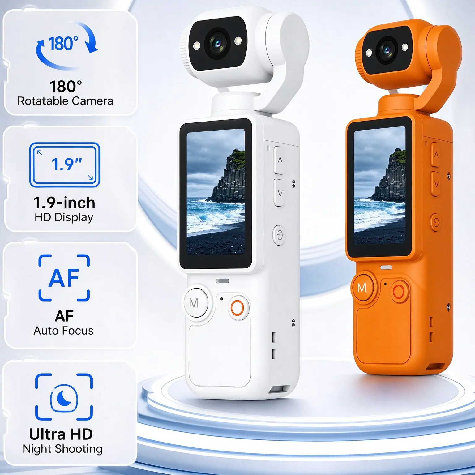 New portable action camera and portable camera with ultra long battery life, stylish appearance, easy to carry, foolproof operation, auto focus, clear night shots, rotating camera, free tripod, memory card, camera, camara, body camera, her.