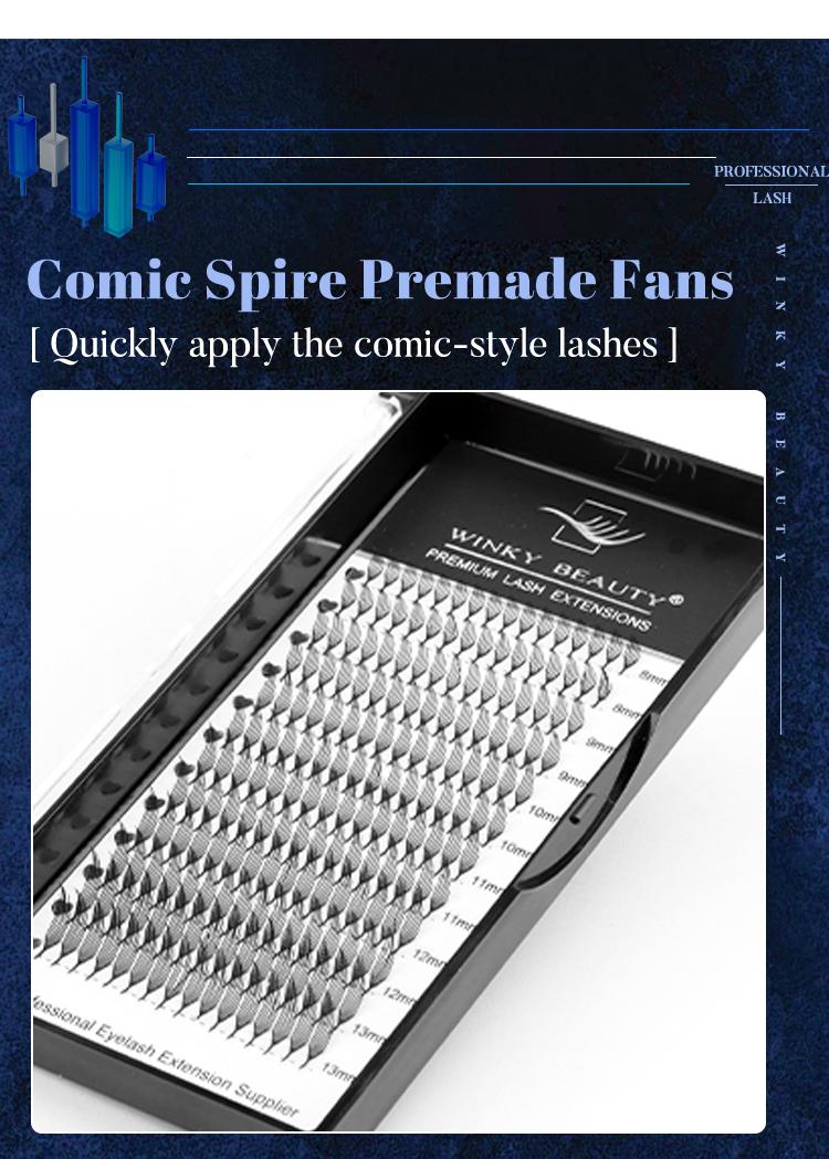 Winky Beauty Elf Spire False Lashes 8-13mm Mixed Natural Doll Style, Professional Eyelash Extension Supplies, 0.07mm Thickness