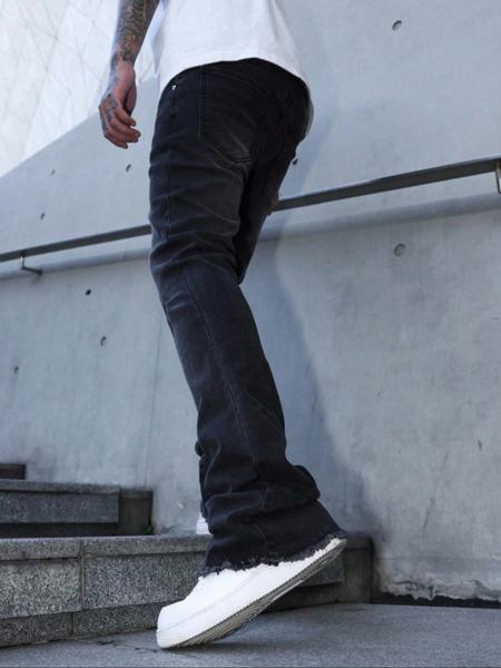 Men's Fashionable Washed Denim Jeans, Trendy Street Style Hip Hop Pants, Versatile Leg Shaping Design, Perfect for Casual Wear