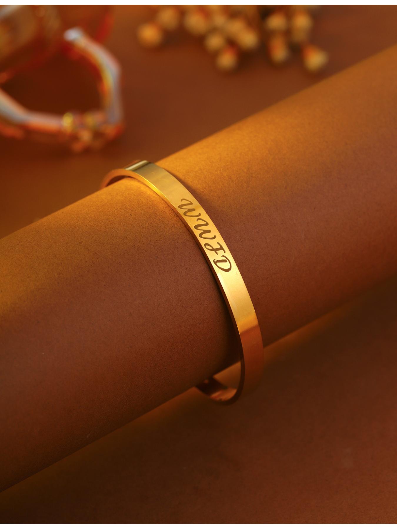 1pc WWJD 18K gold-plated stainless steel bracelet with engraved cross, ideal inspirational gift for couples/siblings, for events/daily wear (no box).