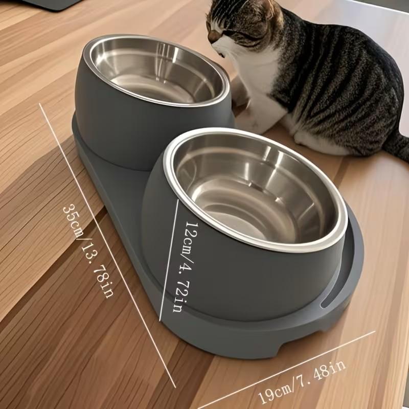 Modern Elevated Pet Food and Water Stainless Steel Bowl, Detachable and Easy to Clean, Space-Saving Dual Compartment Feeder for Medium Pets Modern Elevated Pet Food and Water Stainless Steel Bowl, Detachable and Easy to Clean, Space-Saving Dual Compartment Feeder for Medium Pets