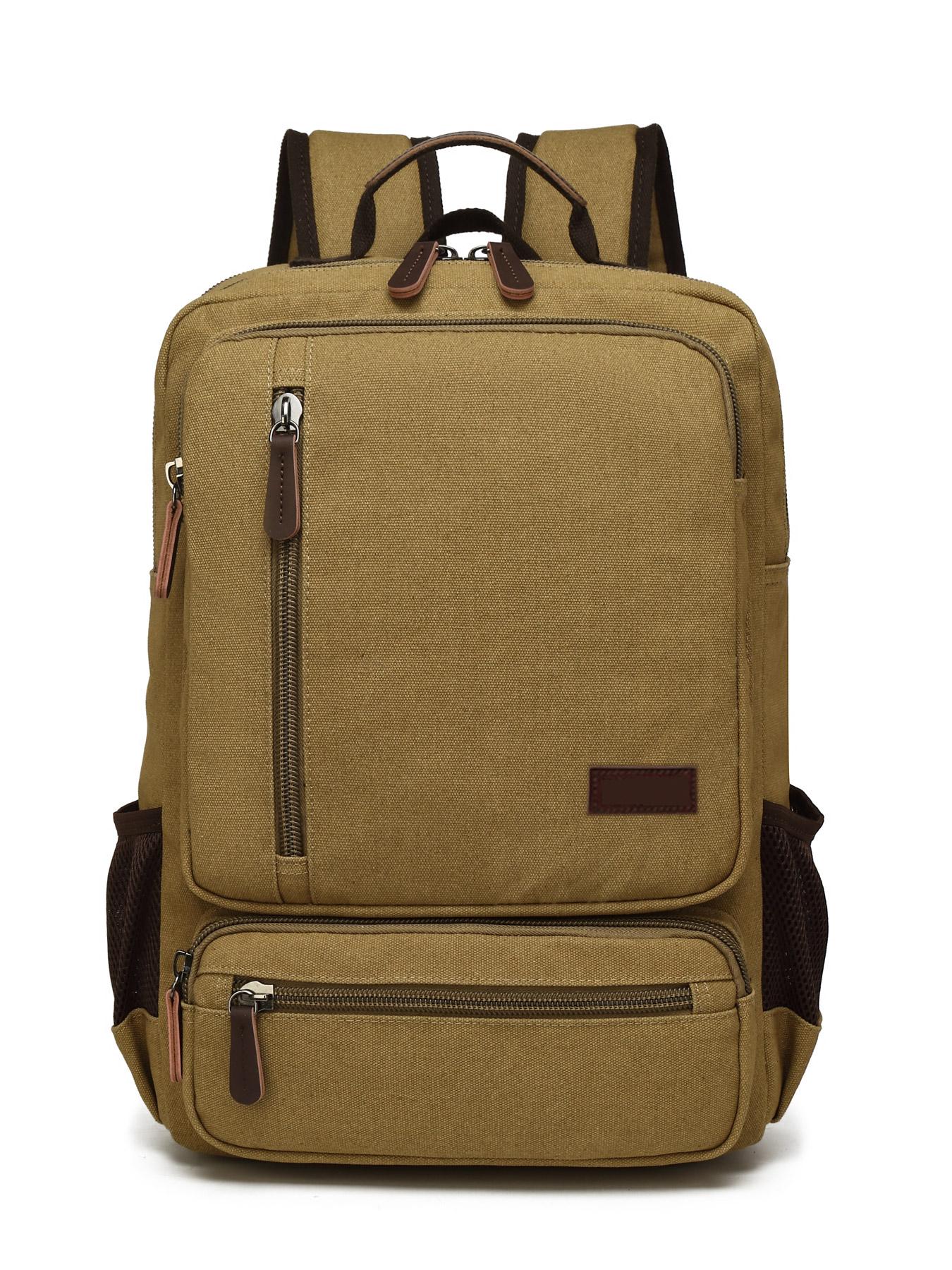 Canvas, Large Capacity, Multiple Pockets, Durable Design, Suitable for Students and Daily Use, Casual Style, Backpack for School
