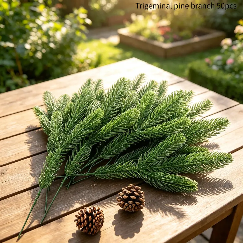 50pcs Artificial Pine Needles Plants, Perfect DIY Accessories for Christmas Wreaths, Home Garden Decor, New Year, Daily Household Decoration