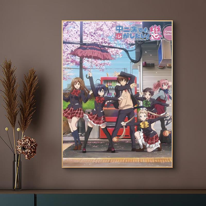 Love Chunibyo & Other Delusions Poster HD Heavy-Duty Self-Stick Waterproof Wall Decor Bathroom Wall Art Tool-Free Install Durable & Reusable Conceals Wall Flaws Elevates Home Style Perfect for Living Room Bathroom & Kitchen Easy Apply & Remove